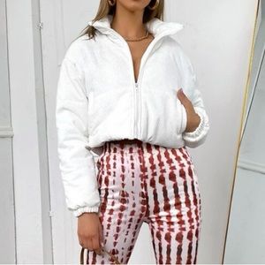Corduroy Drop Shoulder Puffer Jacket 
